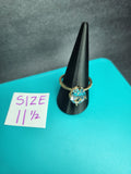 Brilliant Oval CZ Gold Solitaire Ring - Size 11.5 Stainless Steel
