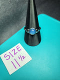 Blue Cat's Eye Celtic Filigree Ring - Size 11.5 Stainless Steel
