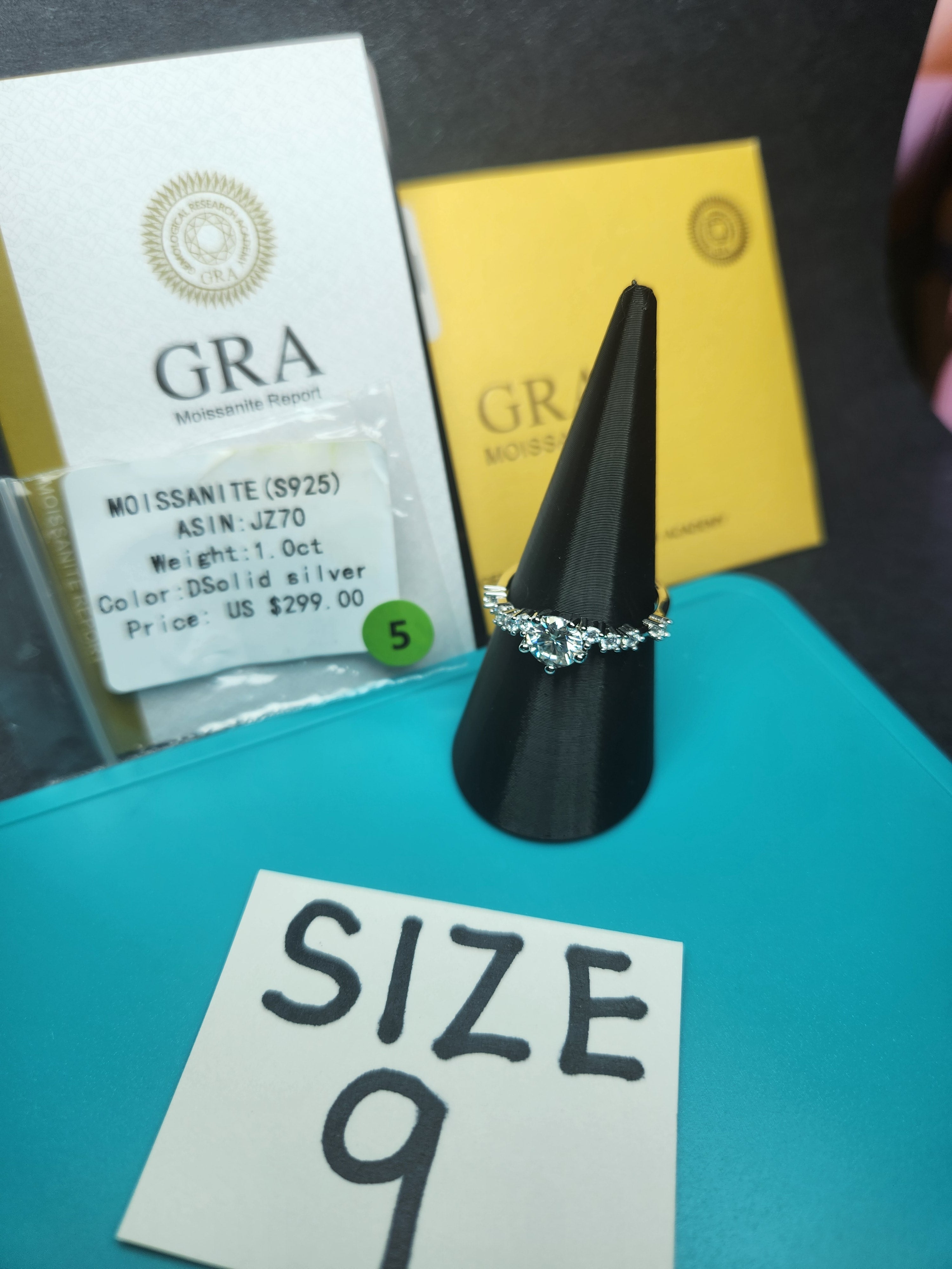 Modern 1.0ct Round Moissanite Cluster Ring | S925 Solid Sterling Silver | Size 9, GRA Certified