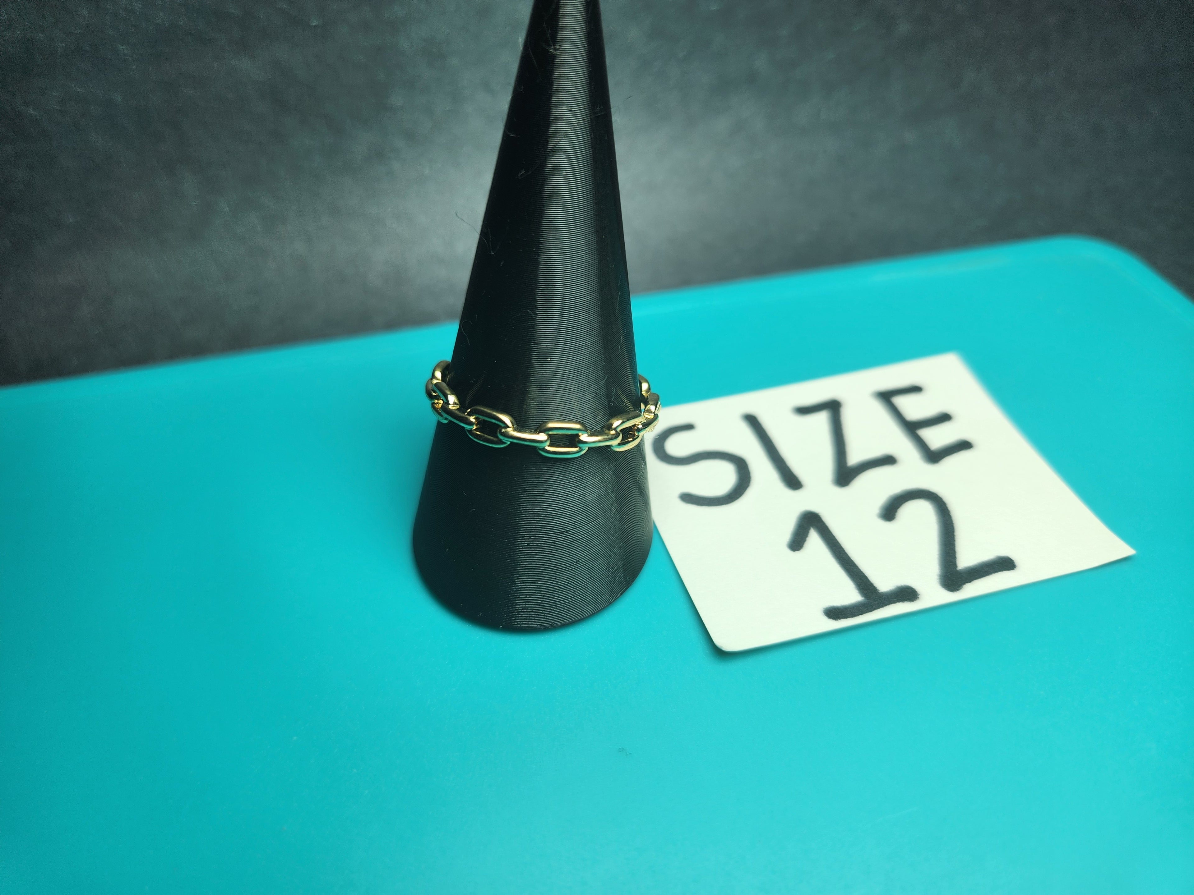 Contemporary Gold Chain Link Ring – Polished Stainless Steel Curb Link Band, Size 12