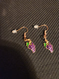 Purple Enamel Grape Cluster Earrings 🍇