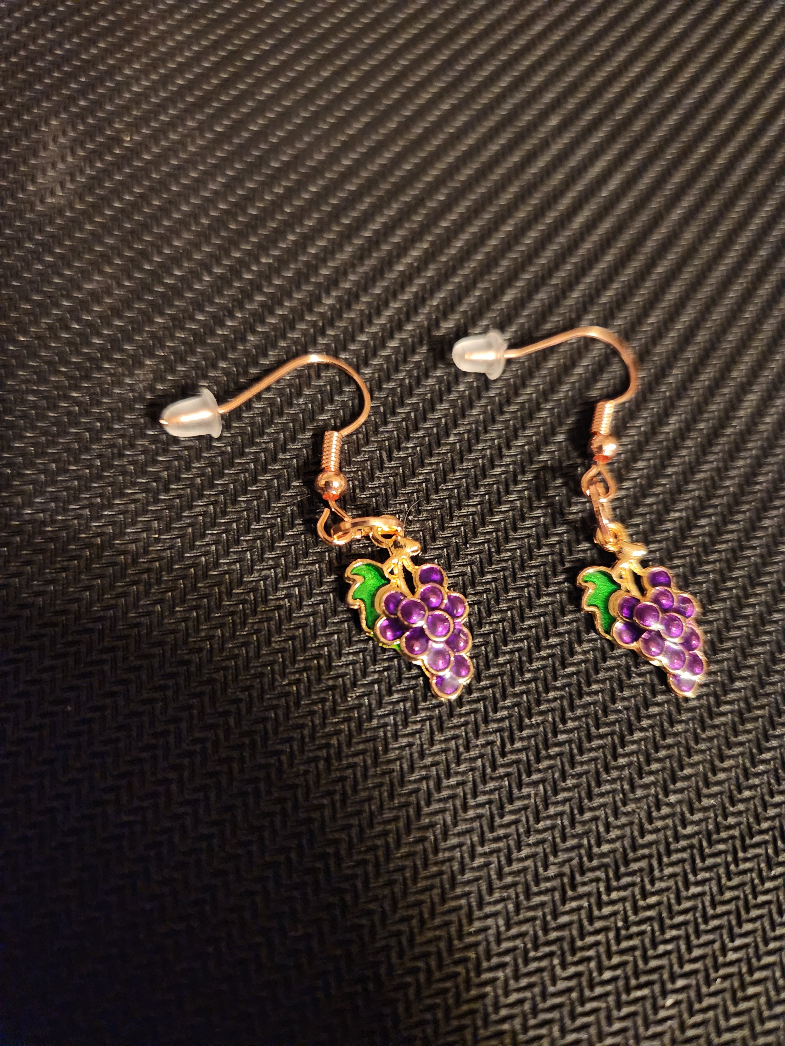 Purple Enamel Grape Cluster Earrings 🍇