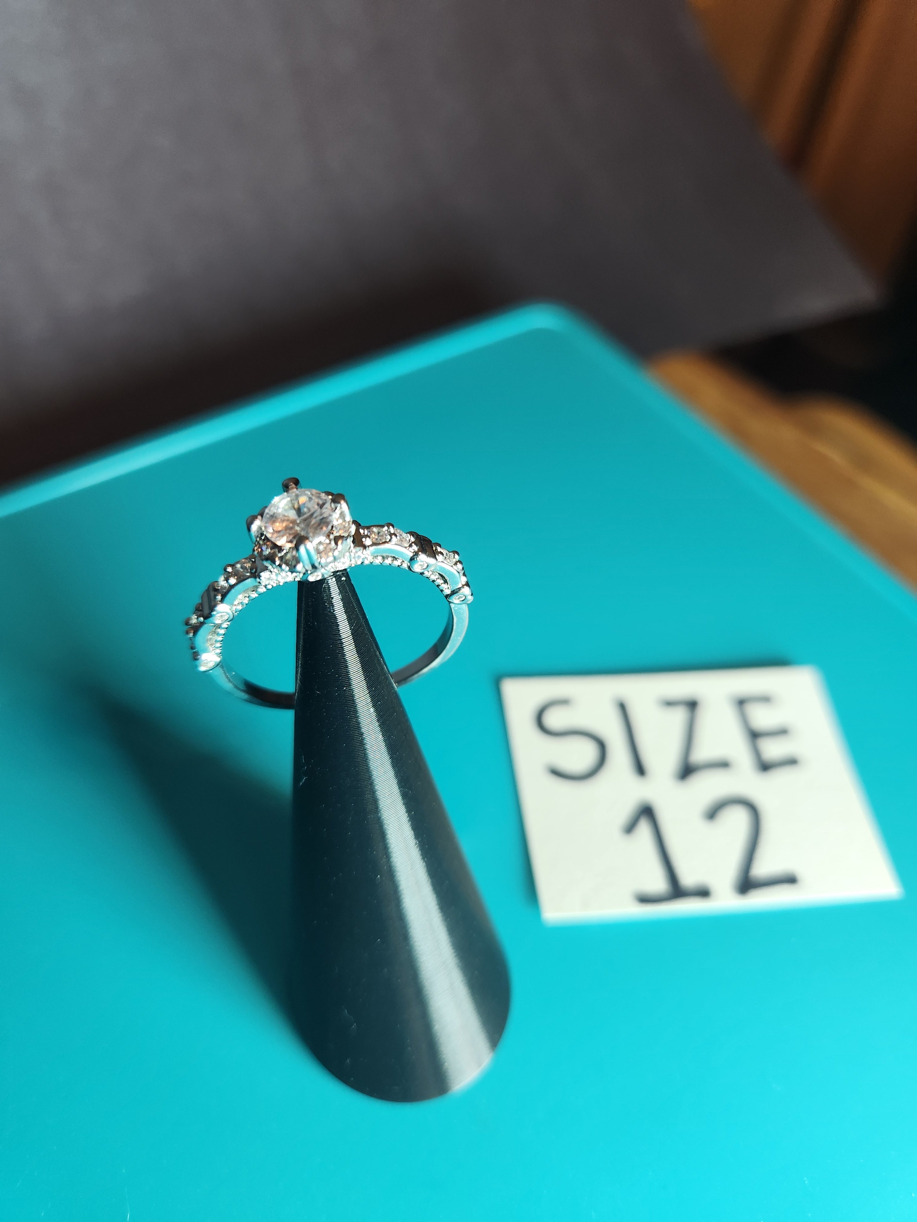 Stainless Steel Classic Solitaire Ring – Size 12