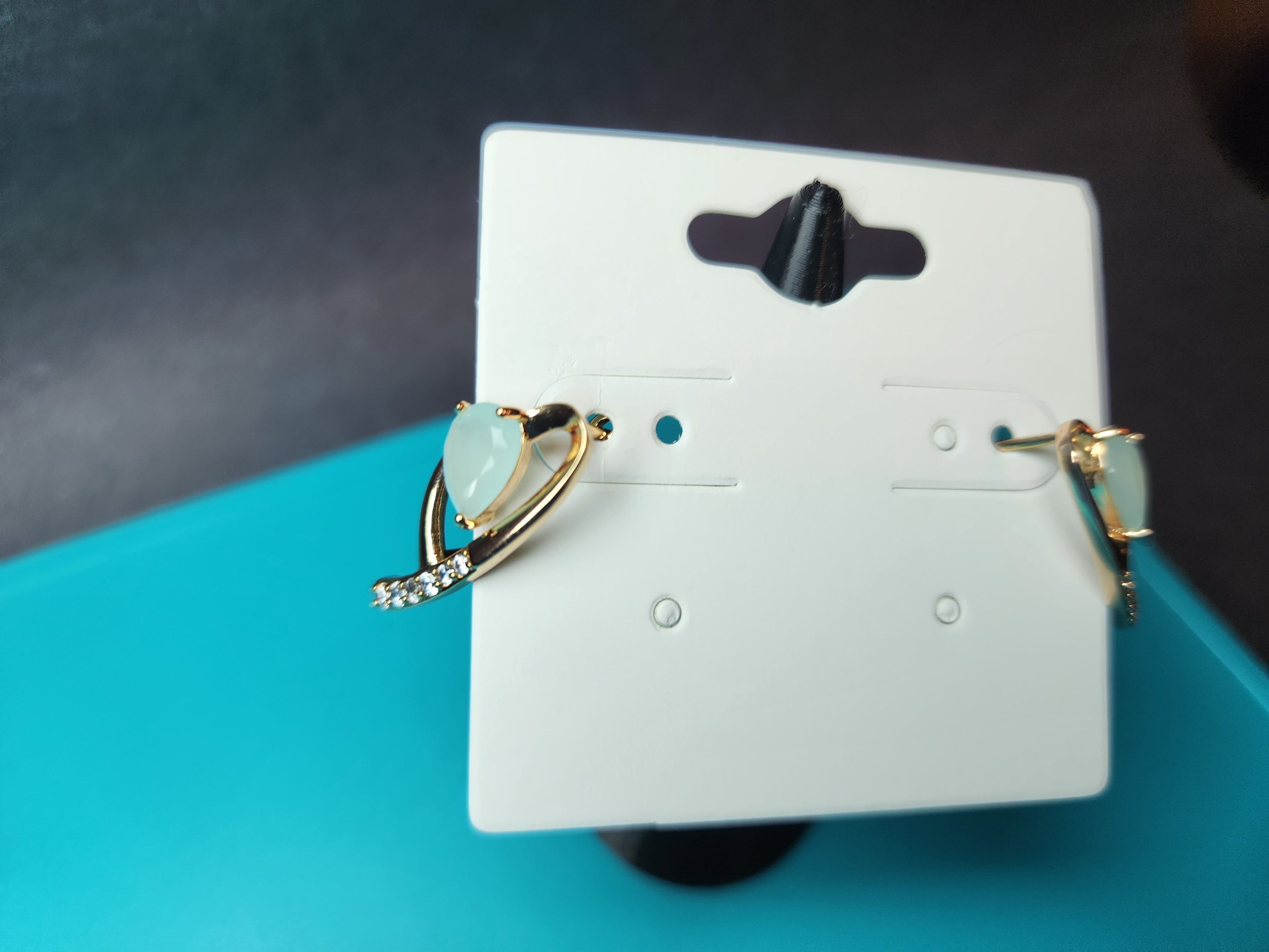 Mint Green Stone Heart Wrap Stud Earrings