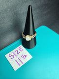 White Fire Opal Gold Botanical Ring - Size 11.5 Stainless Steel